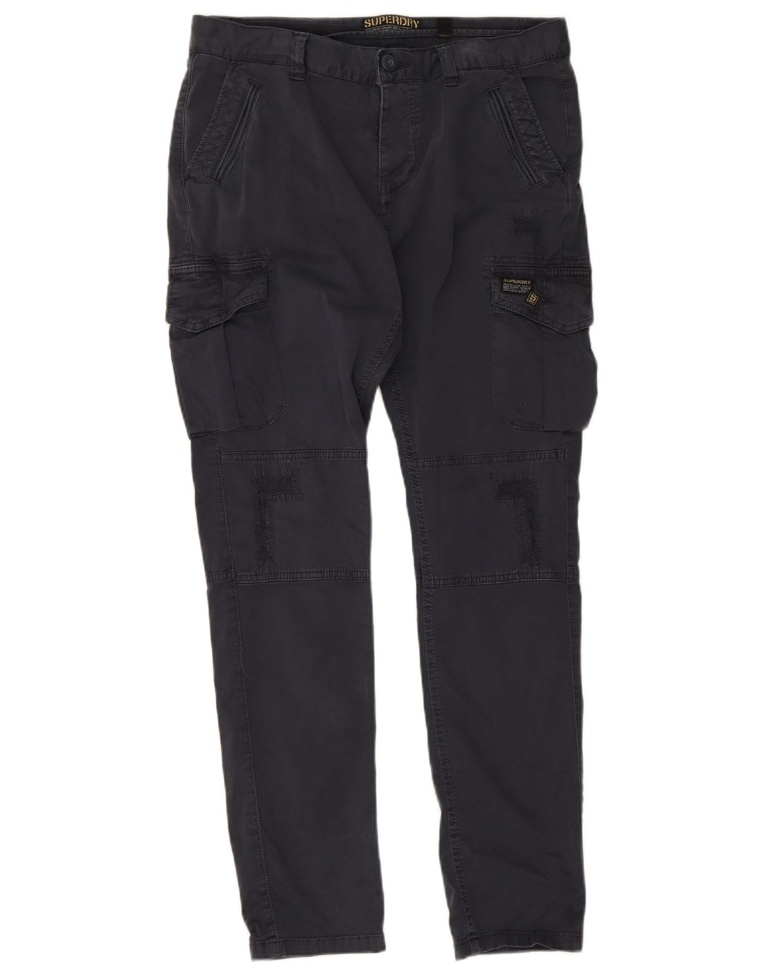 Superdry Pantalones cargo ajustados para mujer UK 12 Medium W32 L30 Azul marino Algodón