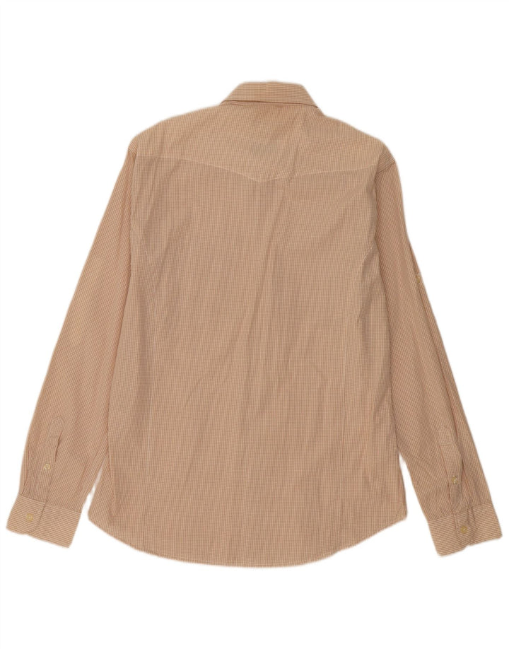 Camisa Carrera Slim Fit para hombre de algodón a cuadros beige grande