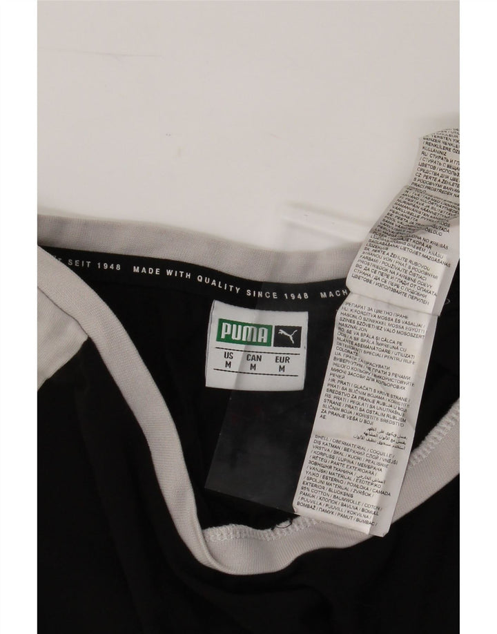 PUMA Mens T-Shirt Top Medium Black Colourblock Cotton Vintage Puma and Second-Hand Puma from Messina Hembry 