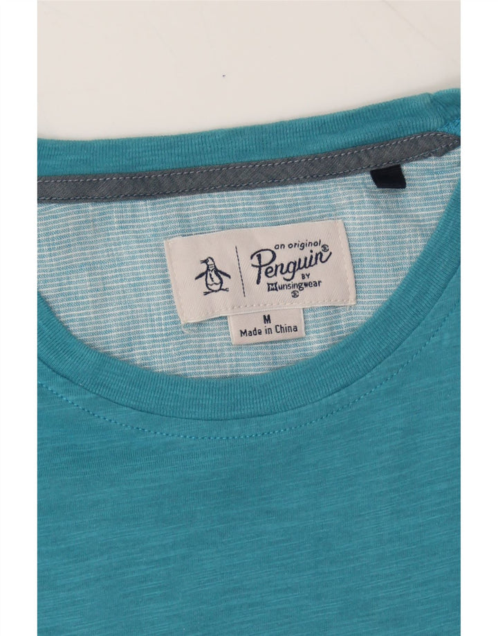PENGUIN Mens T-Shirt Top Medium Turquoise Vintage Penguin and Second-Hand Penguin from Messina Hembry 