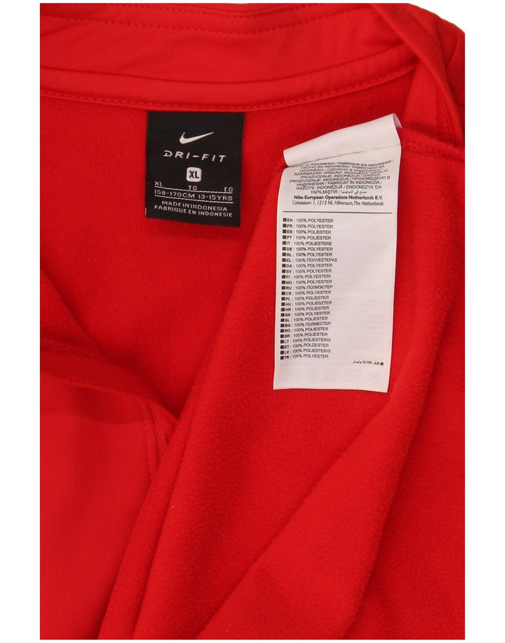 Nike Dri Fit - Chándal con cremallera y cuello para niños, 13-14 años, XL, rojo