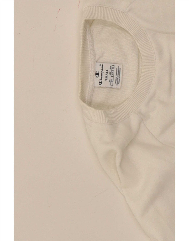 Champion Top corto con gráfico de gran tamaño para mujer, manga larga, talla 40, color blanco