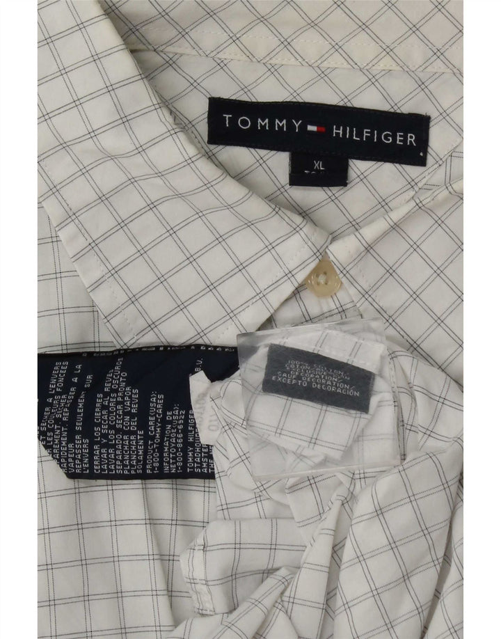 Tommy Hilfiger Camisa Hombre XL Blanco Cuadros Algodón