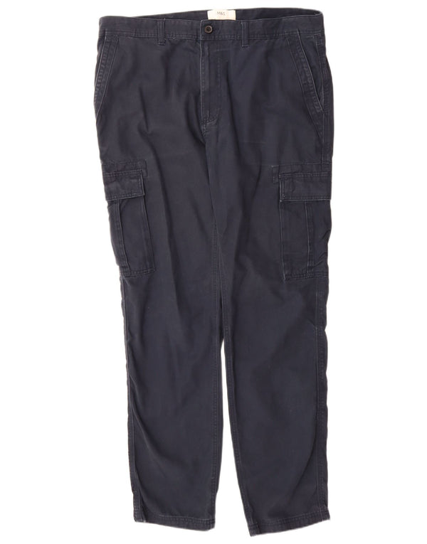 Marks & Spencer Pantalones cargo cónicos para hombre W36 L33 Algodón azul marino