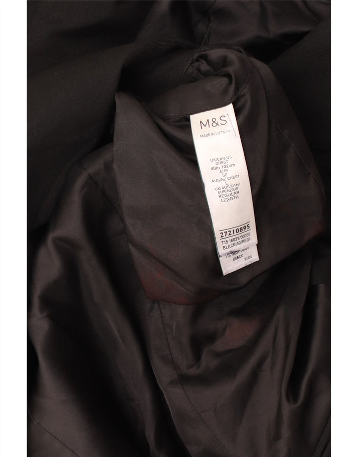 MARKS & SPENCER Chaqueta tipo blazer de 2 botones para hombre UK 40 Mediano Negro Poliéster