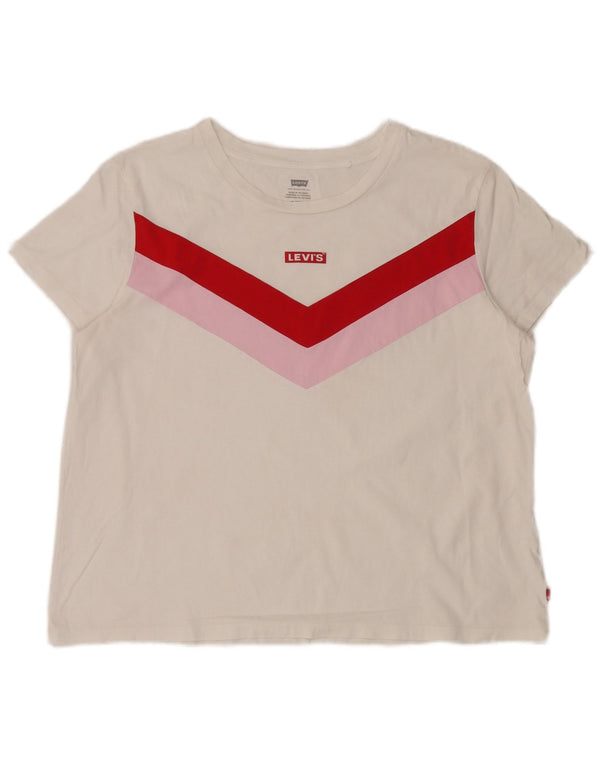 Levi's Camiseta gráfica para mujer UK 40 XL Blanco Colorblock