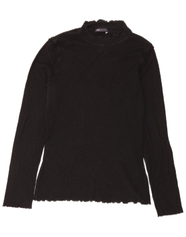 Marks & Spencer Top para mujer de manga larga UK 44 Mediano Algodón negro