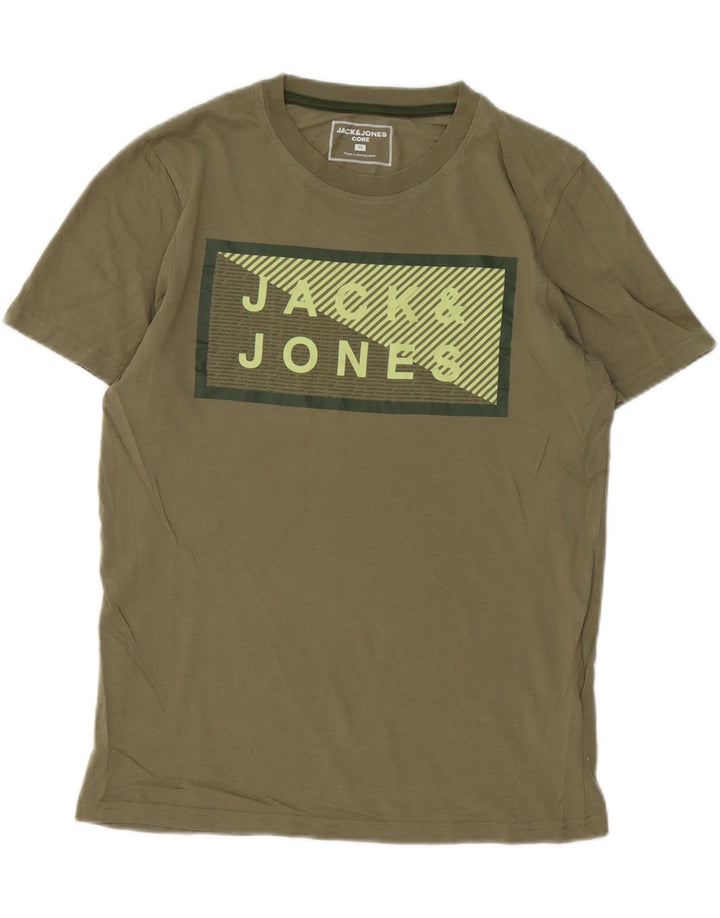 Jack & Jones Hombre Camiseta Gráfica Top Medium Khaki Algodón