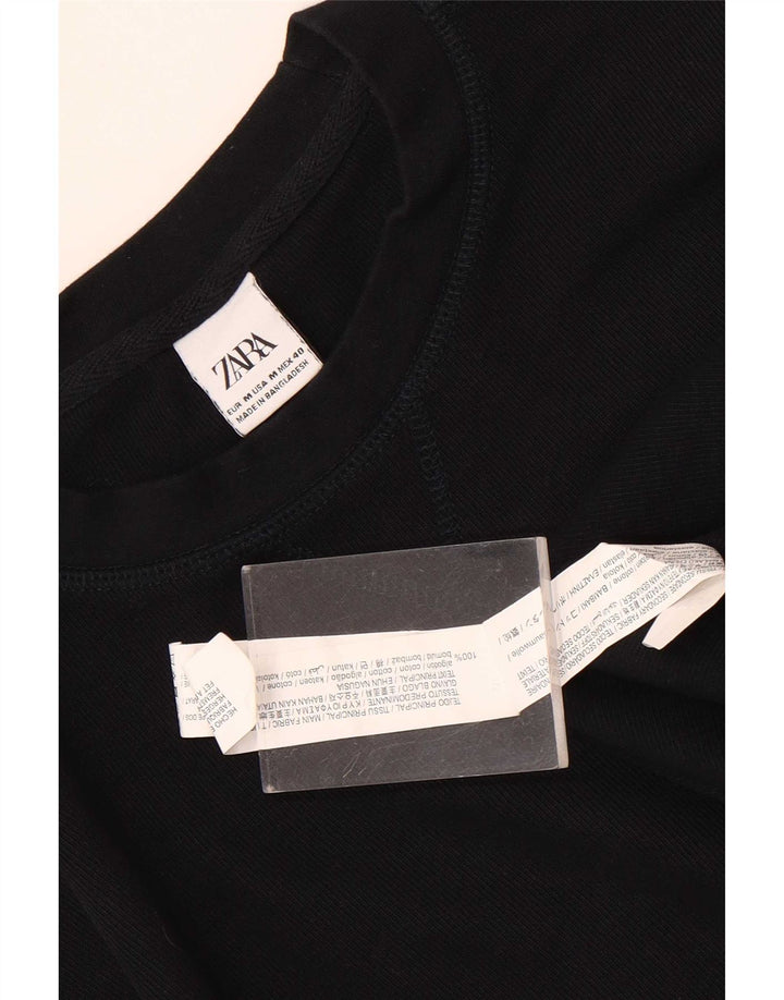 Zara Hombre Top Manga Larga Medio Negro Algodón