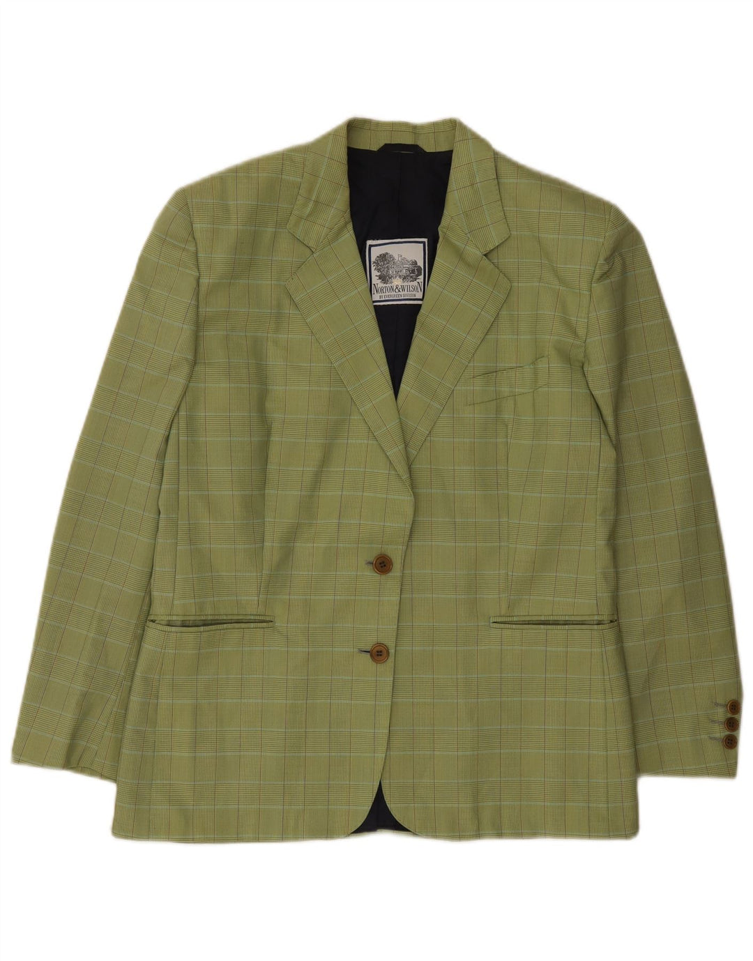 Norton & Wilson Chaqueta tipo blazer de 2 botones para mujer IT 46 Large Green Check