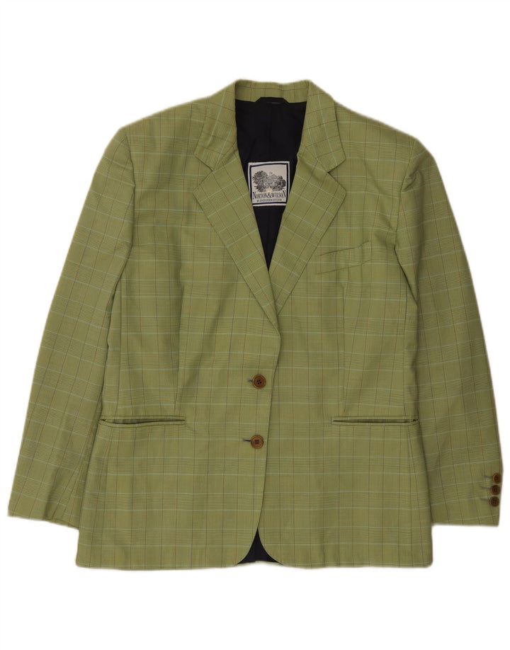 Norton & Wilson Chaqueta tipo blazer de 2 botones para mujer IT 46 Large Green Check