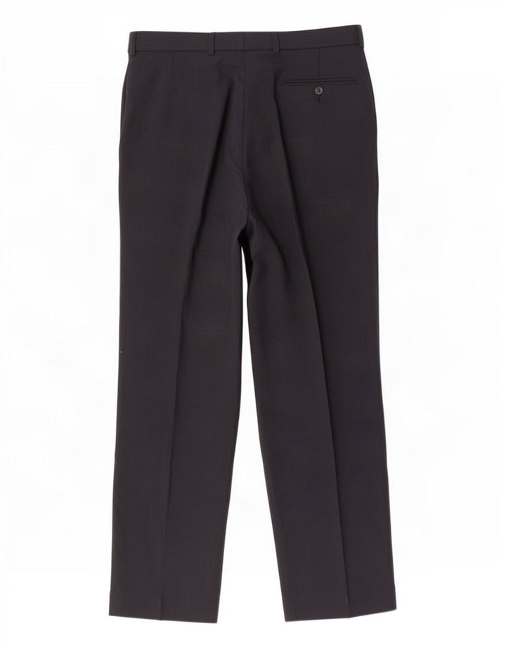 Marks & Spencer Pantalón de traje con pinzas para hombre W34 L33 Poliéster azul marino