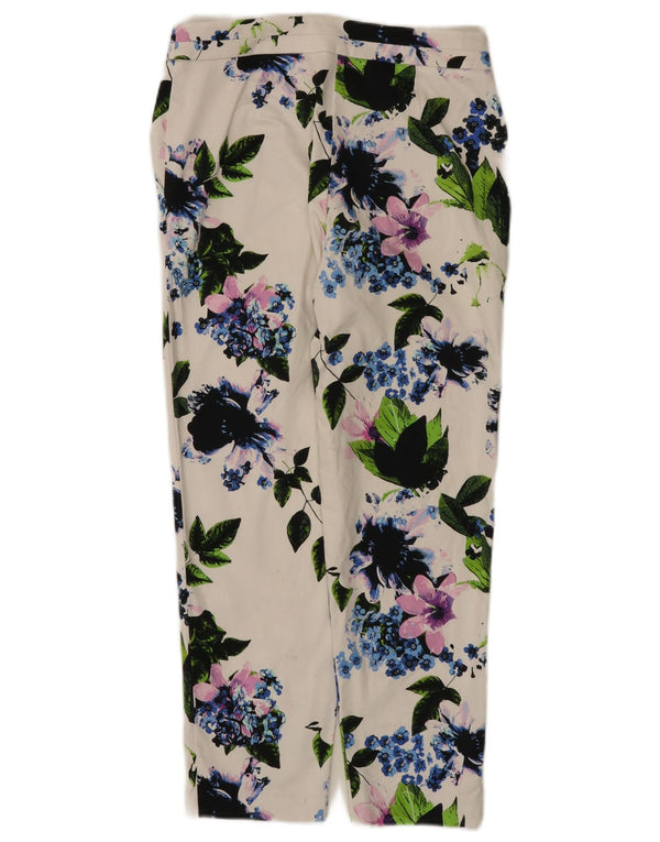 Marks & Spencer Pantalones Chinos para Mujer UK 8 Small W28 L24 Blanco Floral