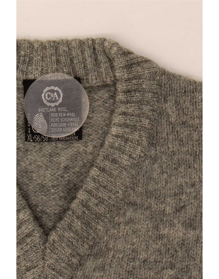 C & A Jersey con cuello en V para hombre IT 56/558 XL Lana moteada gris