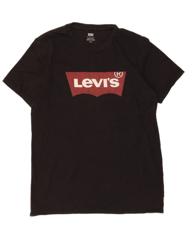 Levi's Camiseta gráfica para hombre Top Medium Black Cotton