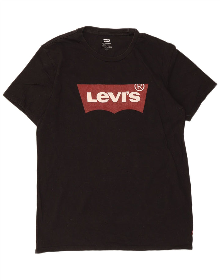 Levi's Camiseta gráfica para hombre Top Medium Black Cotton