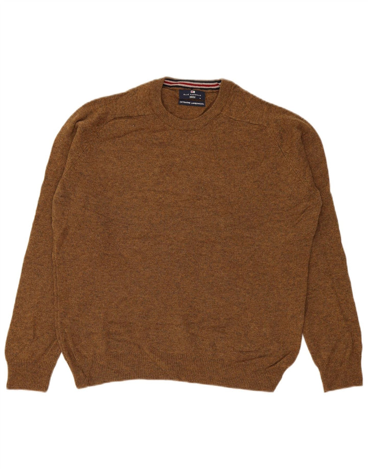 Marks & Spencer Jersey De Cuello Redondo Para Hombre De Lana De Cordero Marrón Medio