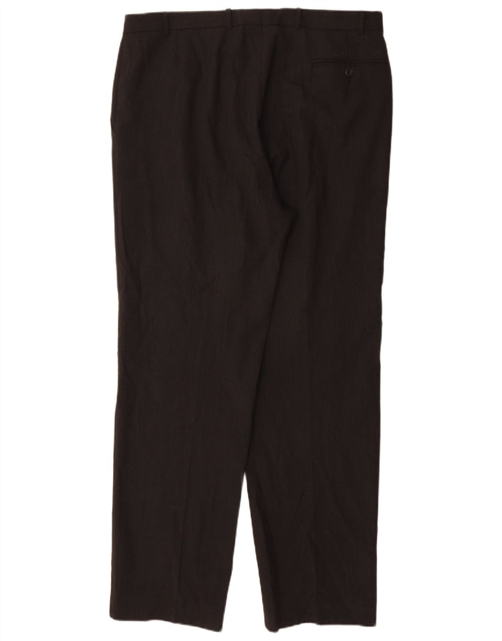 Marks & Spencer Pantalón de traje con pinzas para hombre W36 L32 Poliéster negro