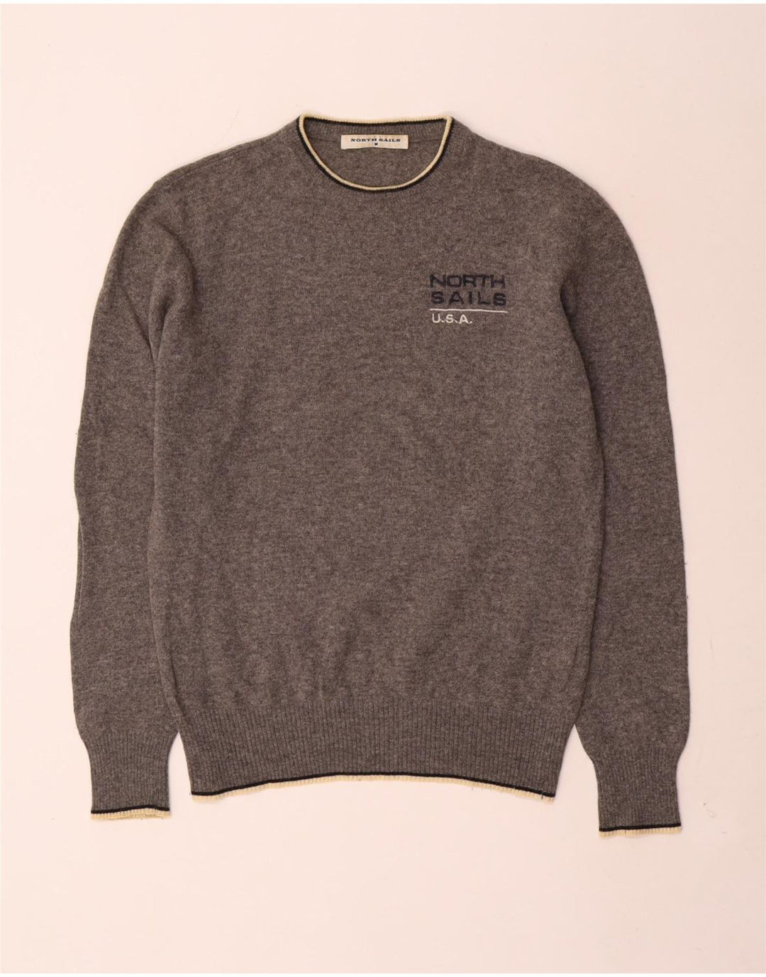 Jersey Con Cuello Redondo Y Gráfico De Hombre North Sails De Lana Moteada Gris Medio