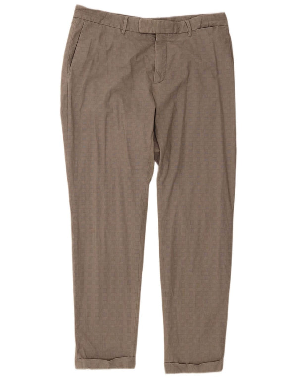 Massimo Dutti Mens Tapered Suit Trousers EU 42 Large W32 L29 Grey Check