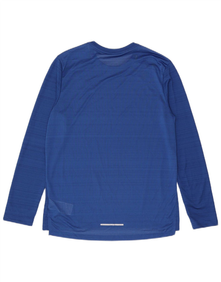 Camiseta Nike Dri Fit para hombre de manga larga de poliéster a rayas azul medio