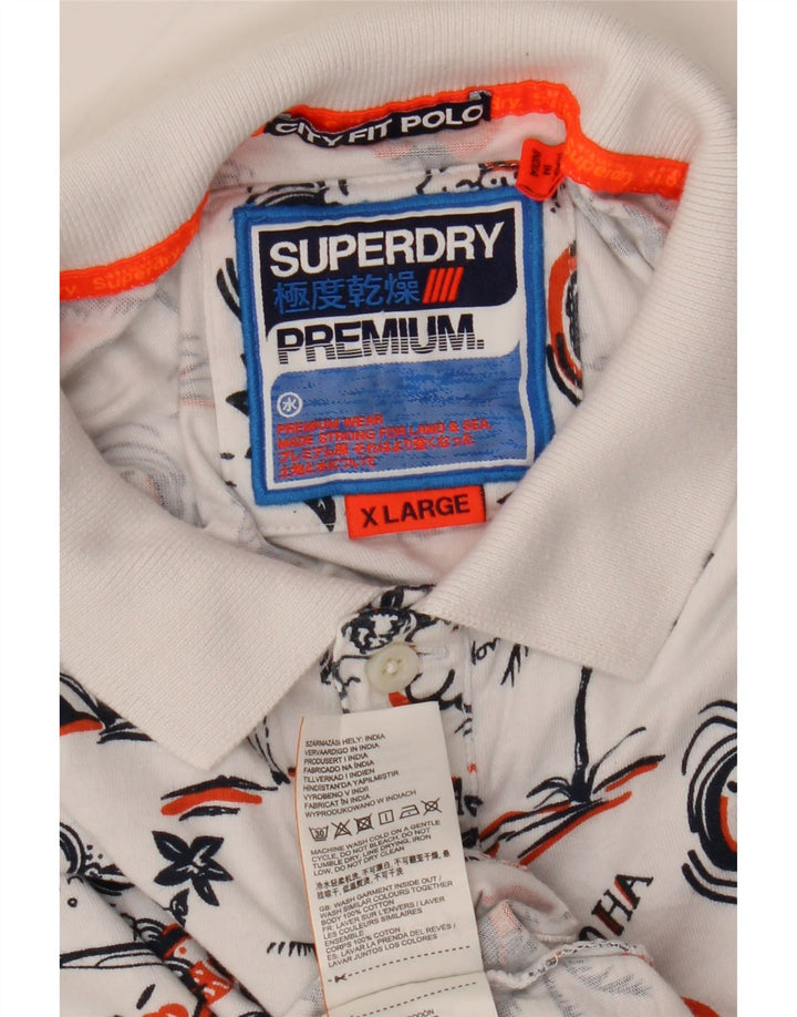Superdry Polo Hawaiano para Hombre XL Algodón Blanco