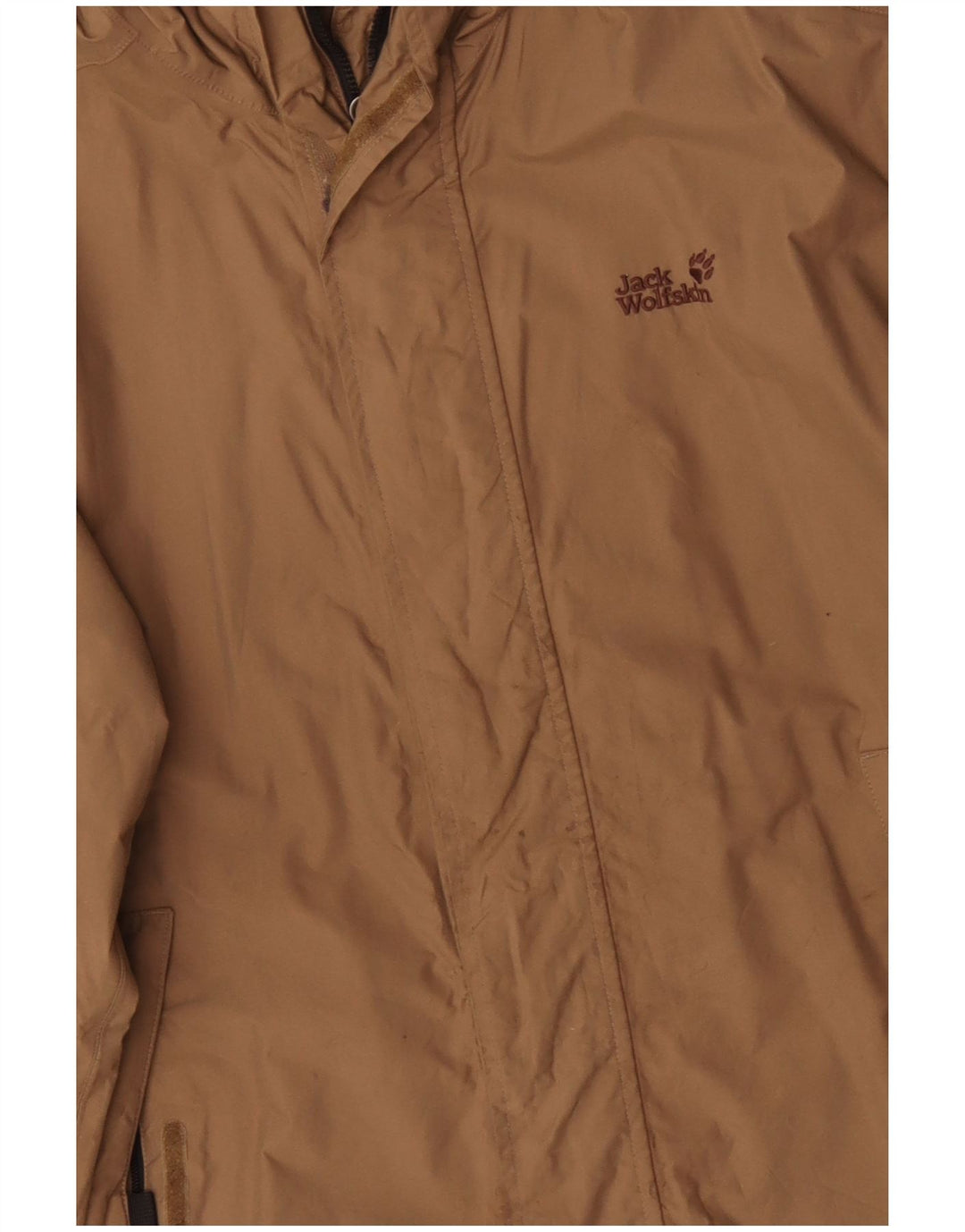Jack Wolfskin Chaqueta impermeable con capucha para hombre UK 40/42 Large Beige Poliamida