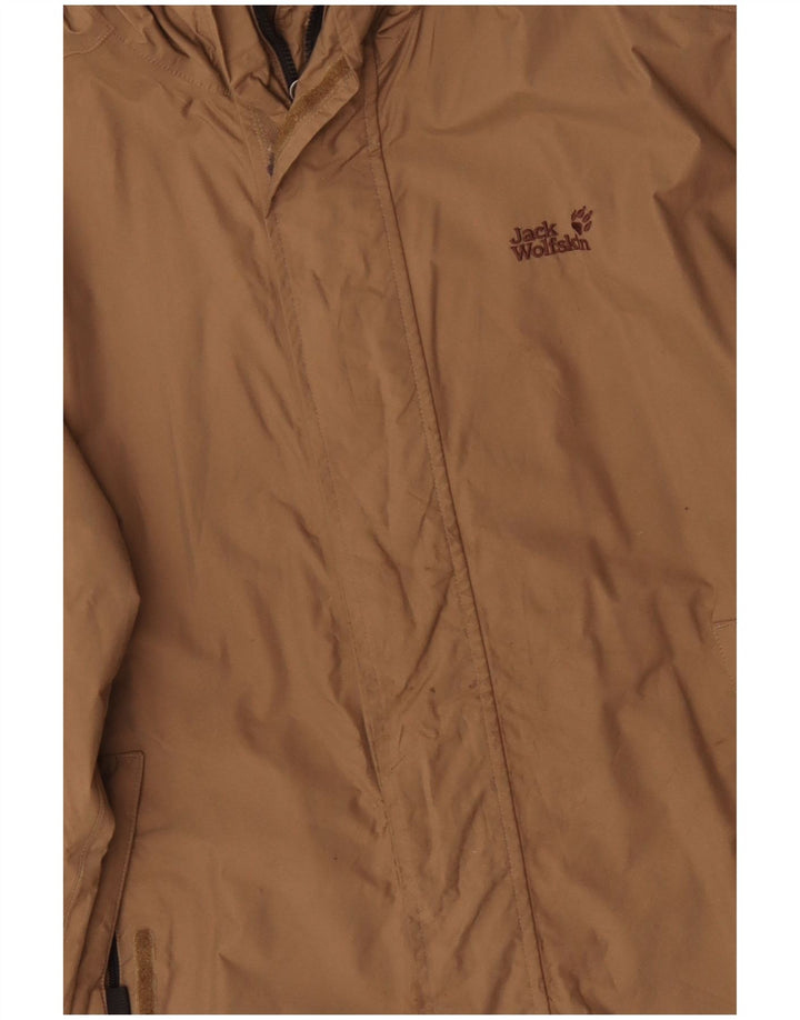 Jack Wolfskin Chaqueta impermeable con capucha para hombre UK 40/42 Large Beige Poliamida