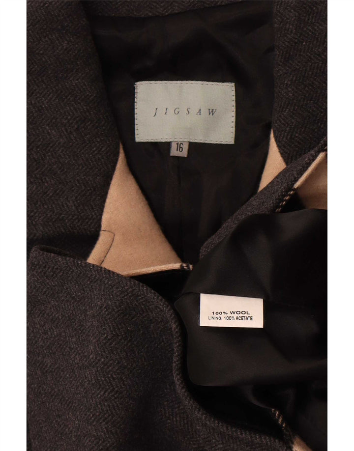 Abrigo para mujer Jigsaw UK 16 Lana gris grande