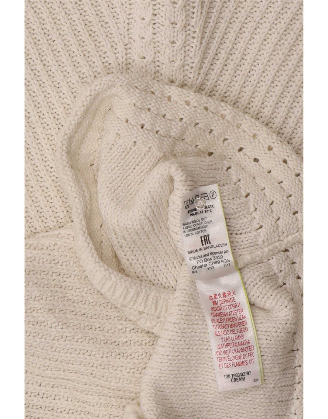 Marks & Spencer Suéter tipo jersey con cuello barco para mujer UK 14 Medium Off White