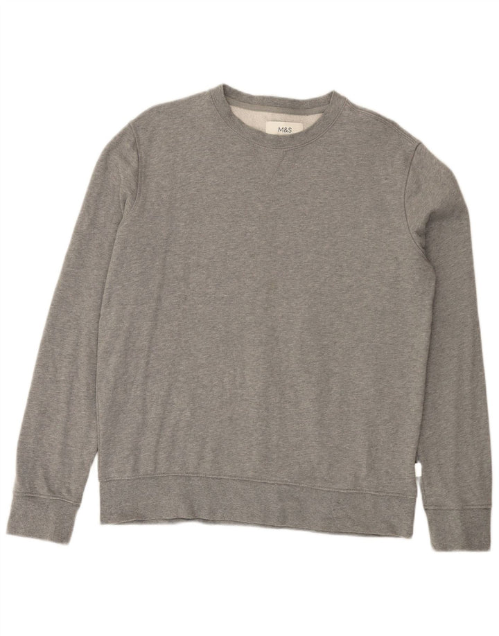 Marks & Spencer Hombre Sudadera tipo jersey de algodón moteado gris medio