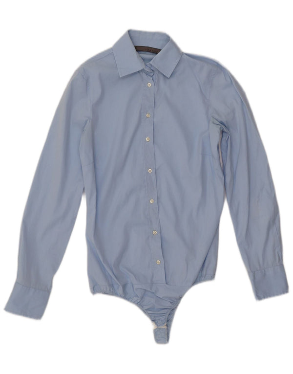 ZARA Mujer Body Manga Larga UK 6 XS Algodón Azul