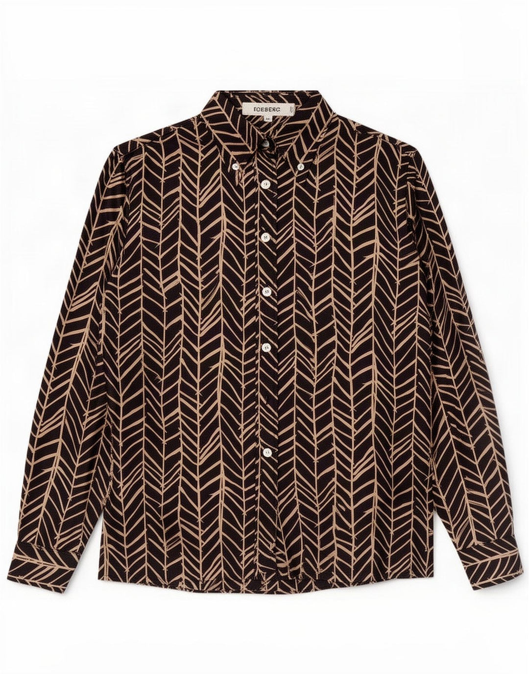 Iceberg Blusa Camisa Mujer IT 44 Mediana Seda Geométrica Negra