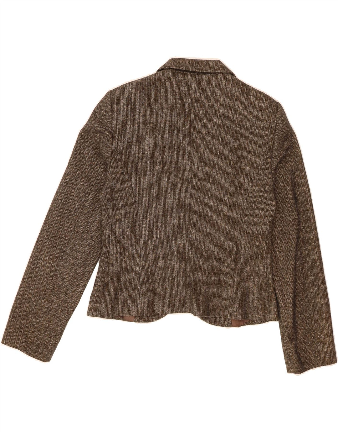 BENETTON Womens 1 Button Blazer Jacket IT 46 Large Brown Herringbone Vintage Benetton and Second-Hand Benetton from Messina Hembry 