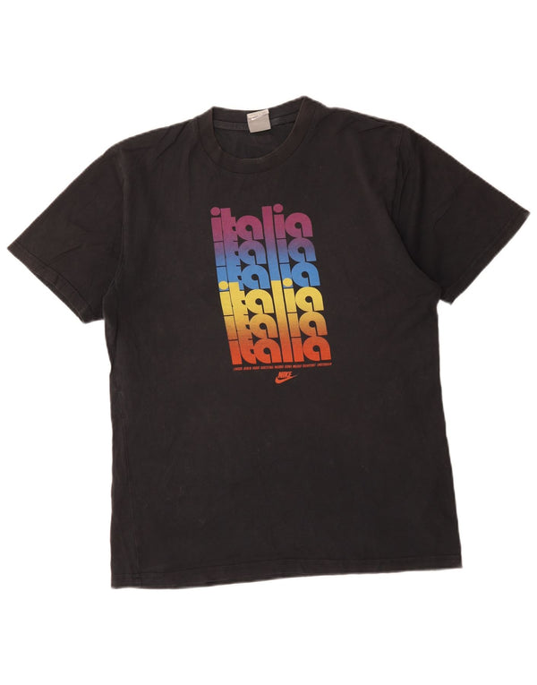 Nike Mens Italia Graphic T-Shirt Top UK 36/38 Small Black Cotton