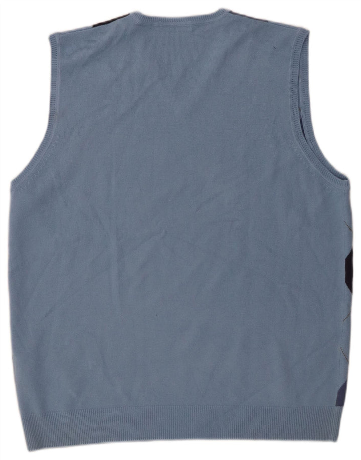 Marks & Spencer Camiseta sin mangas con autógrafo para hombre, talla grande, azul Argyle/Diamante