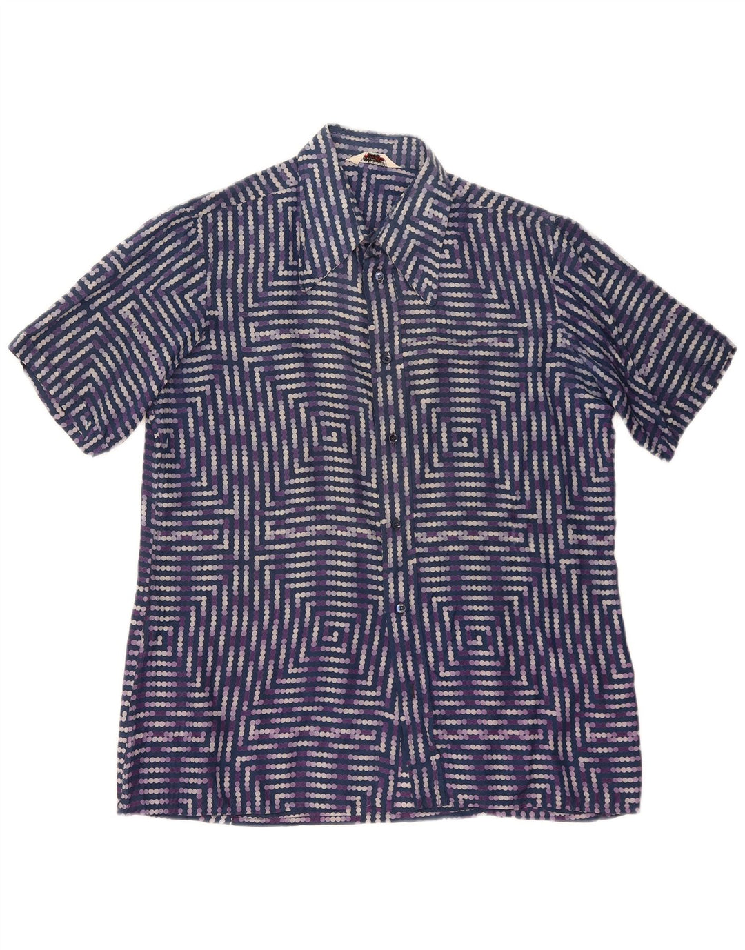 PANCALDI Camisa Manga Corta Hombre XL Azul Geométrico