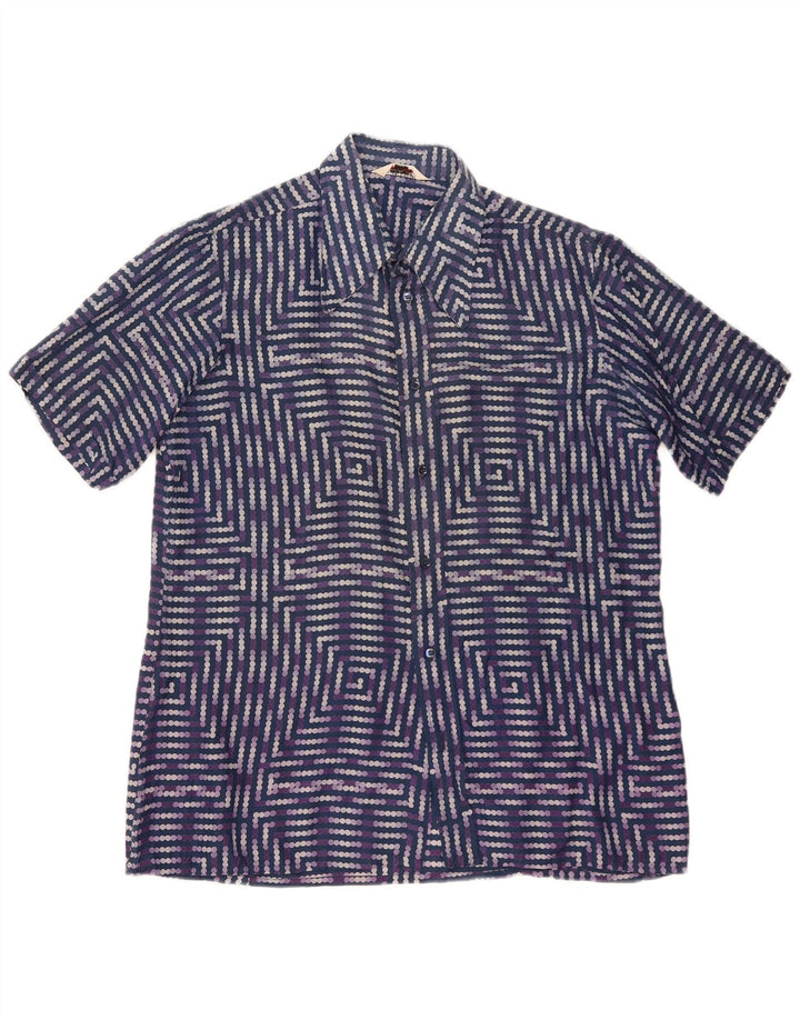 PANCALDI Camisa Manga Corta Hombre XL Azul Geométrico