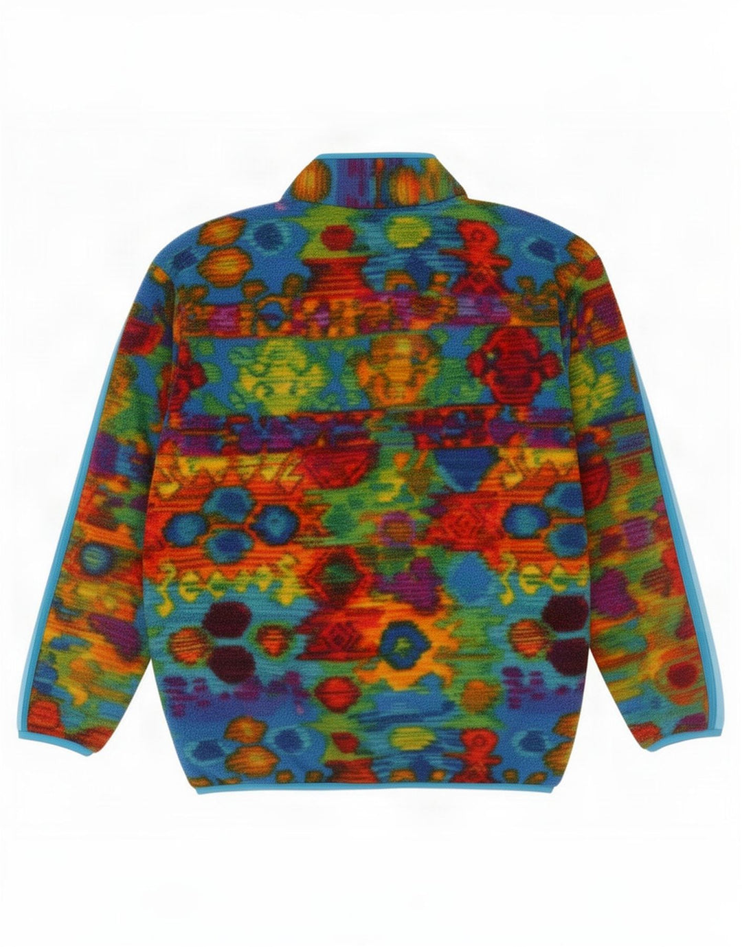 Vintage mujer gráfico cremallera cuello polar jersey EU 40 medio multicolor