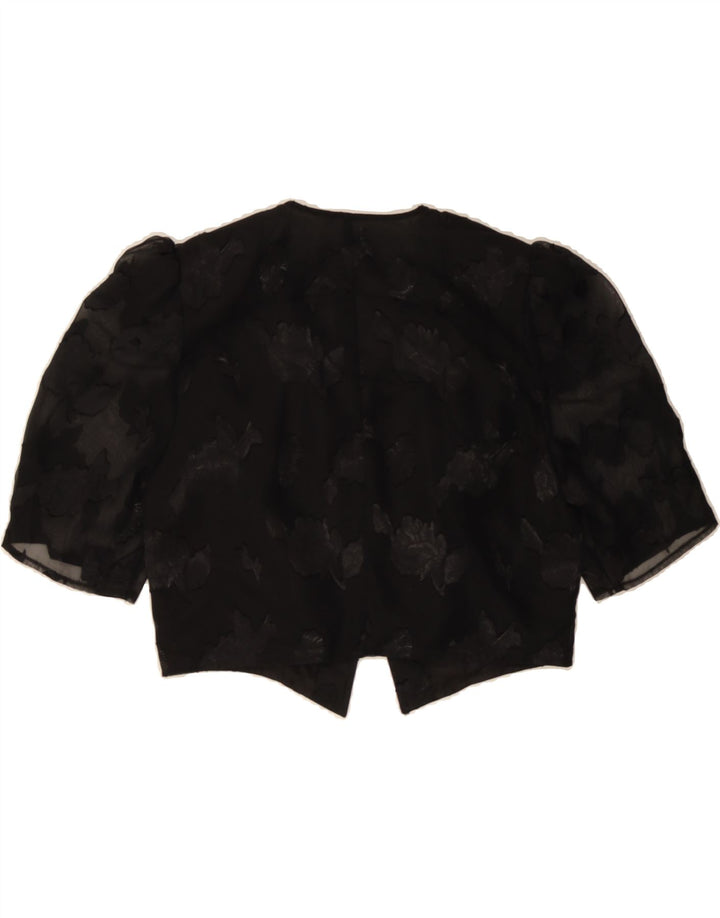 VINTAGE Womens Bolero Jacket UK 12 Medium Black Floral Vintage Vintage and Second-Hand Vintage from Messina Hembry 
