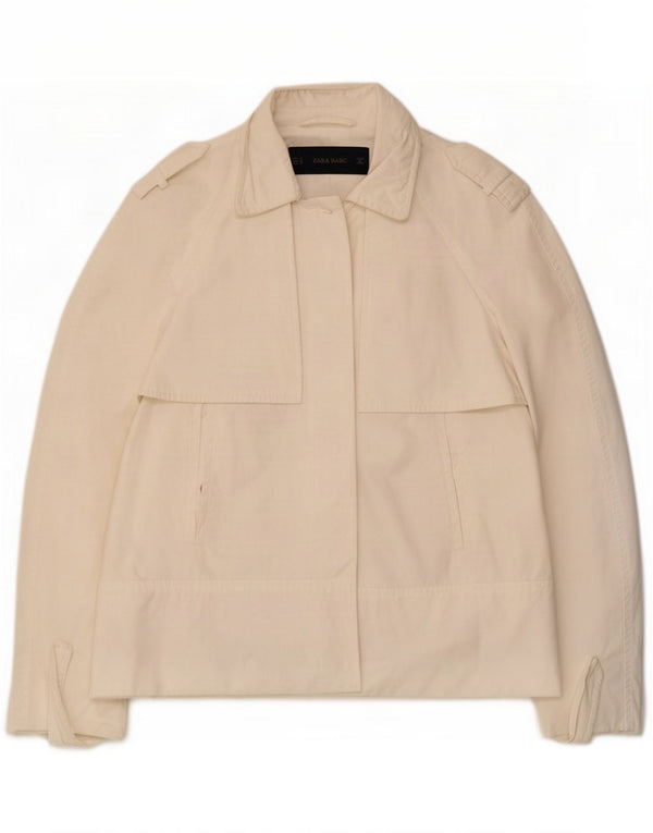 Zara Chaqueta Militar Mujer UK 44 Mediana Algodón Blanco