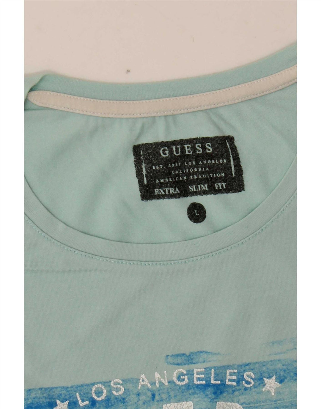 Guess Mens Extra Slim Graphic Camiseta Top Grande Azul