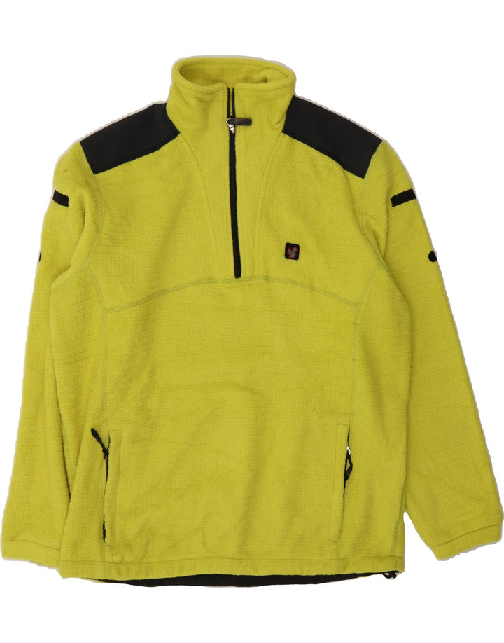 BAILO Mens Zip Neck Fleece Jumper Large Yellow Colourblock Polyester Vintage Bailo and Second-Hand Bailo from Messina Hembry 