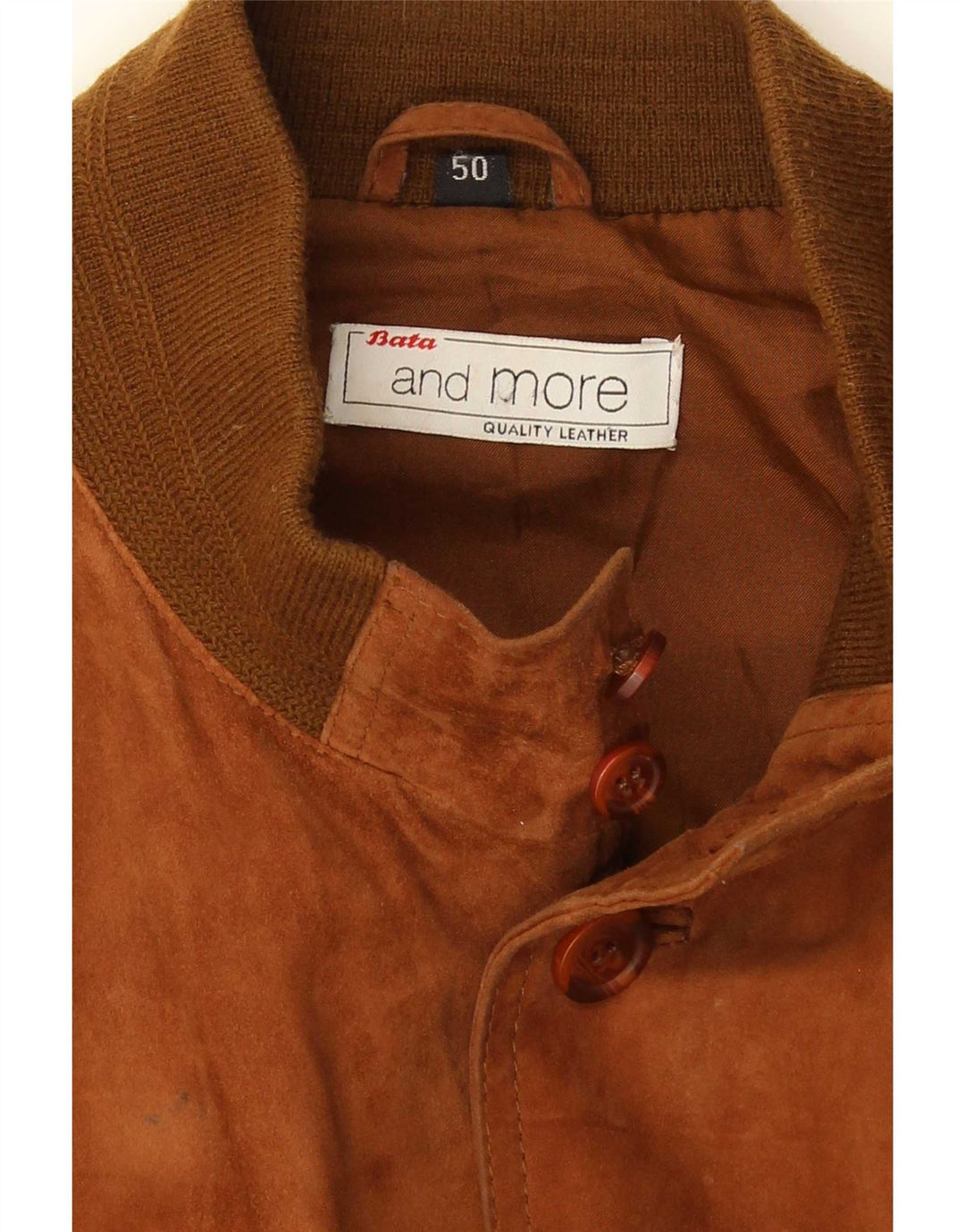 Bata and More Chaqueta bomber de ante para hombre IT 50 Cuero marrón grande