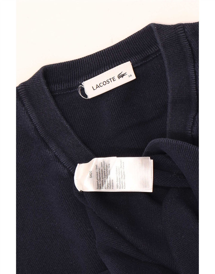 Lacoste Jersey corto con cuello en V para mujer Talla 38 Algodón azul marino mediano