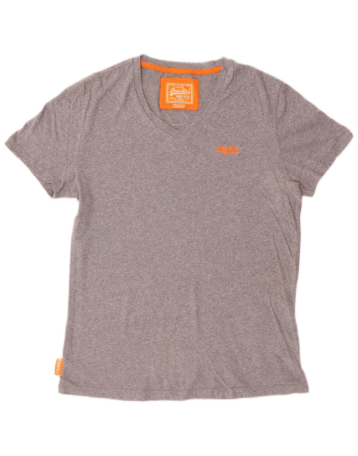 SUPERDRY Mens T-Shirt Top Medium Grey Cotton