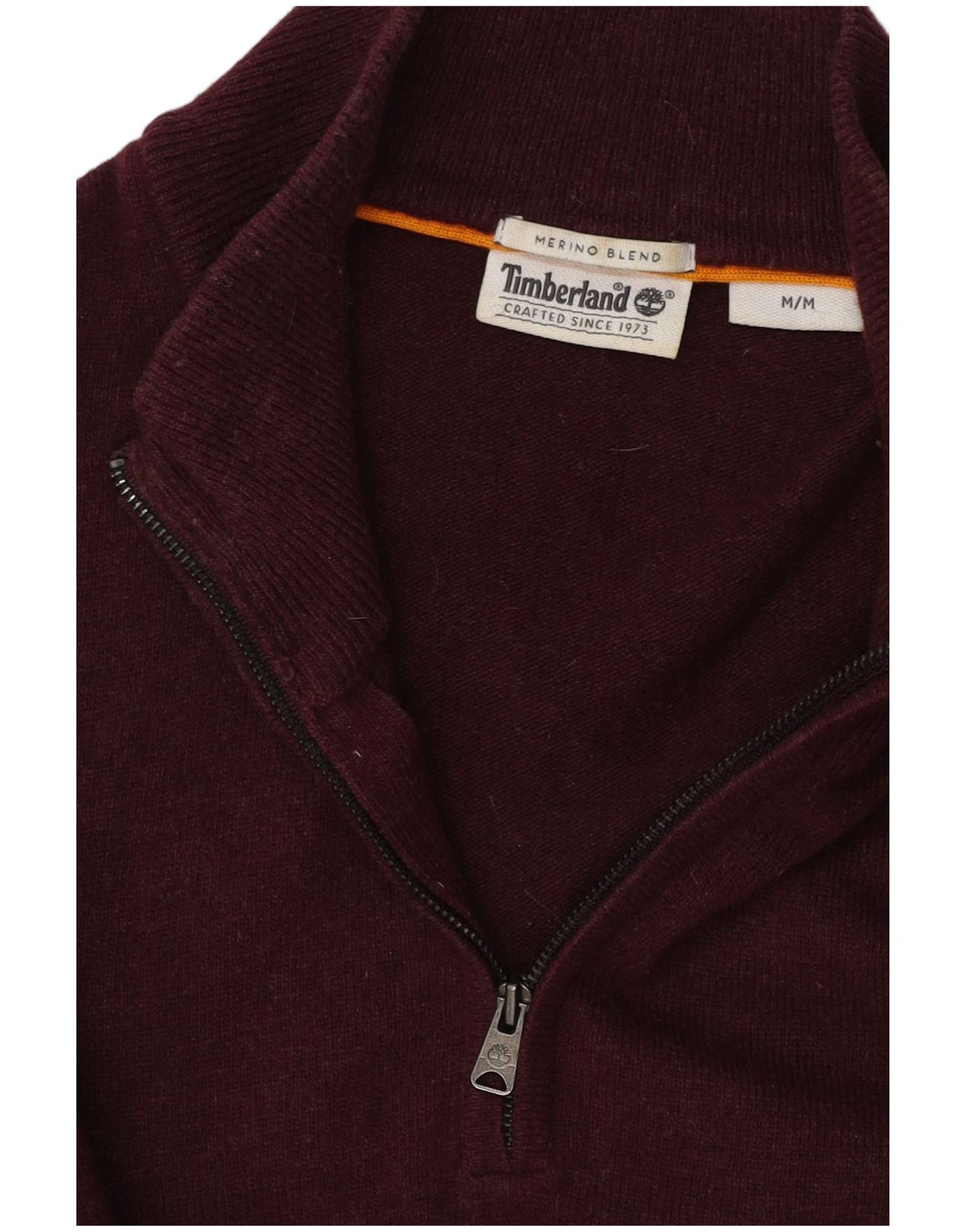 TIMBERLAND Suéter tipo jersey con cuello y cremallera para hombre de lana merino en color burdeos medio