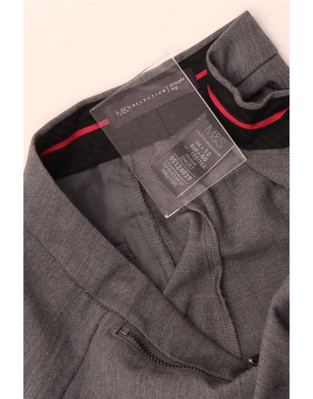 Marks & Spencer Pantalones de traje rectos para mujer UK 12 Medium W30 L28 Gris