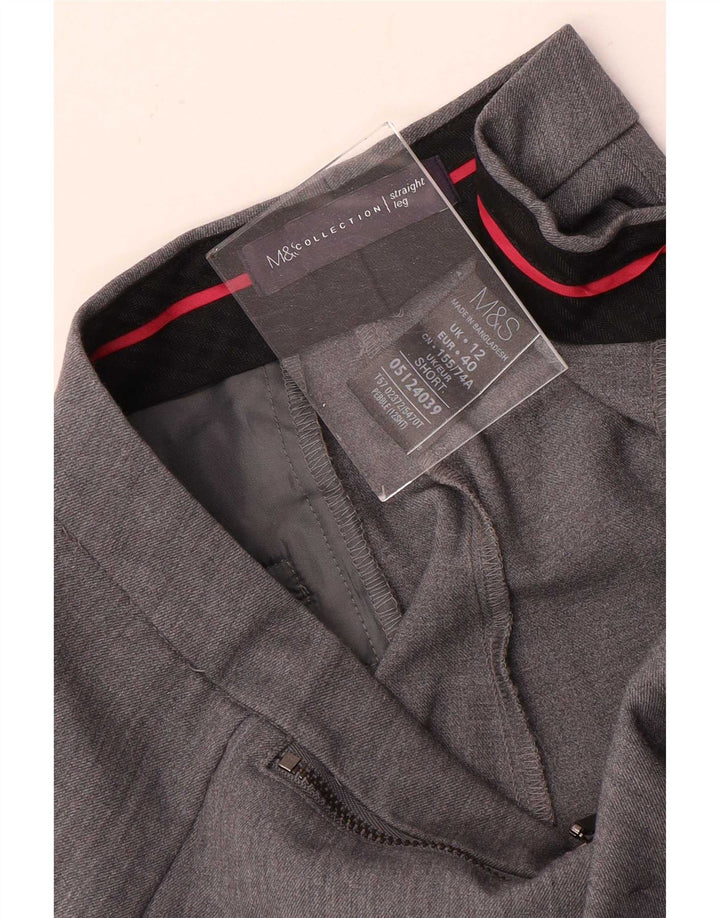 Marks & Spencer Pantalones de traje rectos para mujer UK 12 Medium W30 L28 Gris