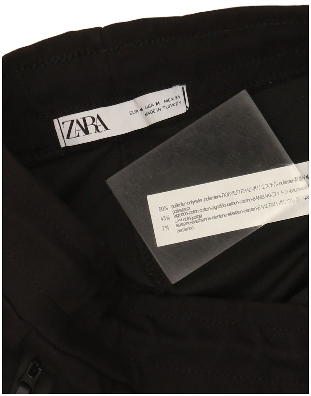 Zara Mujer Pantalón Chándal Mediano Negro Poliéster